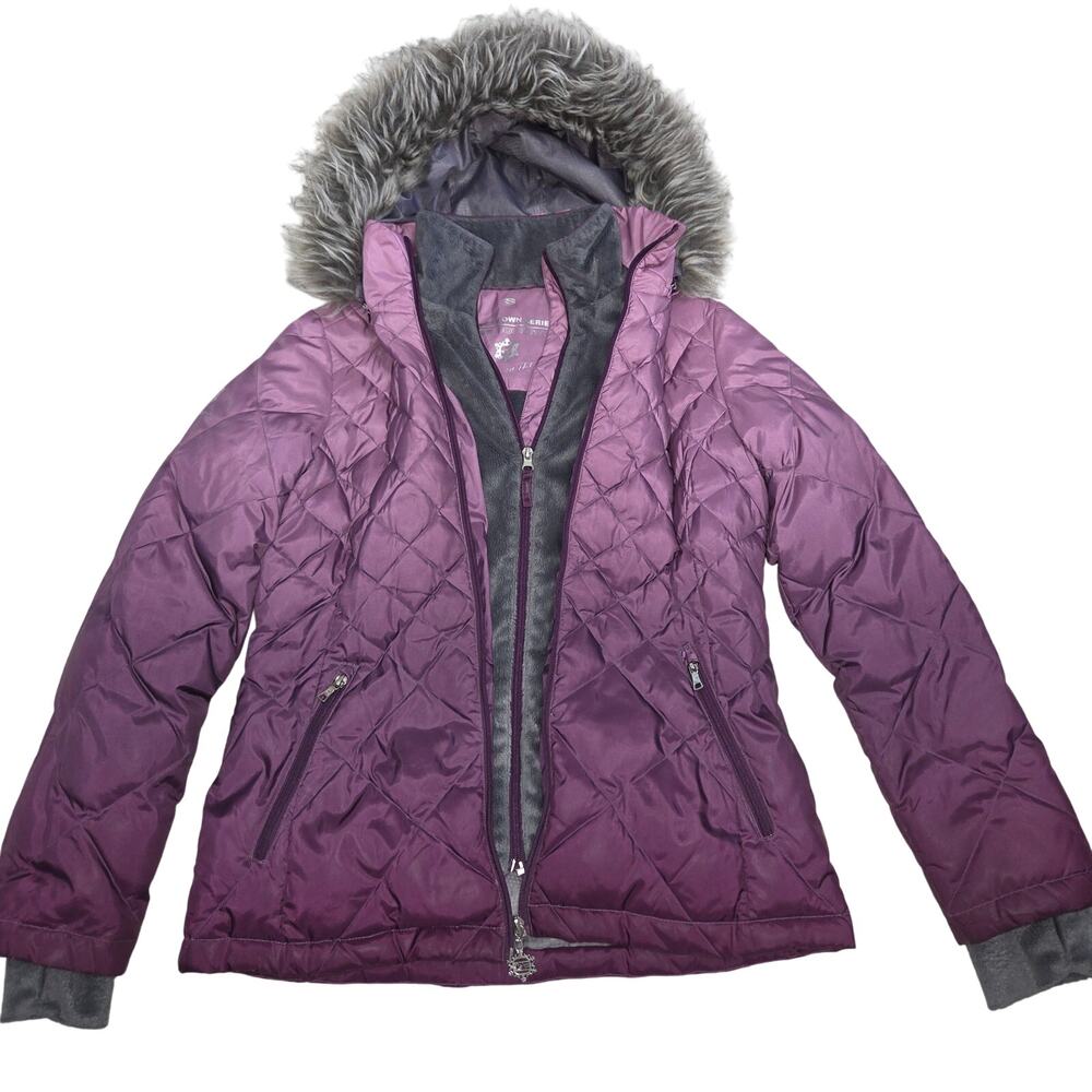 Free Country Power Down Series Purple Woman's Hooded Winter Jacket Size Small